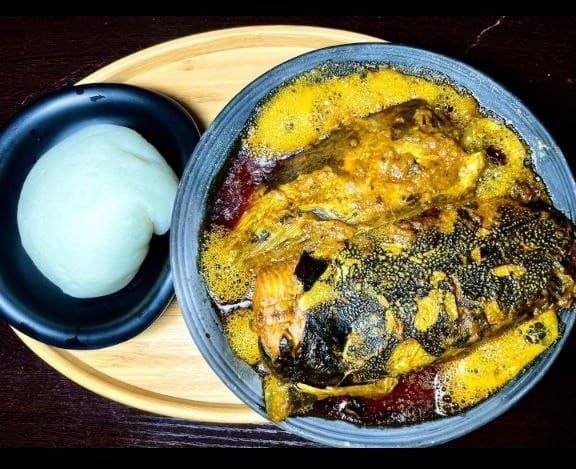 Soup with fish and fufu